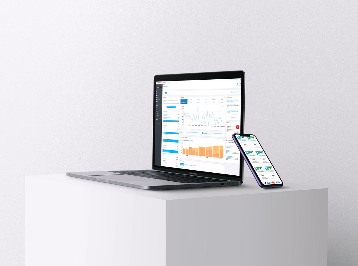 Onlineshop auf MacBook und Smartphone