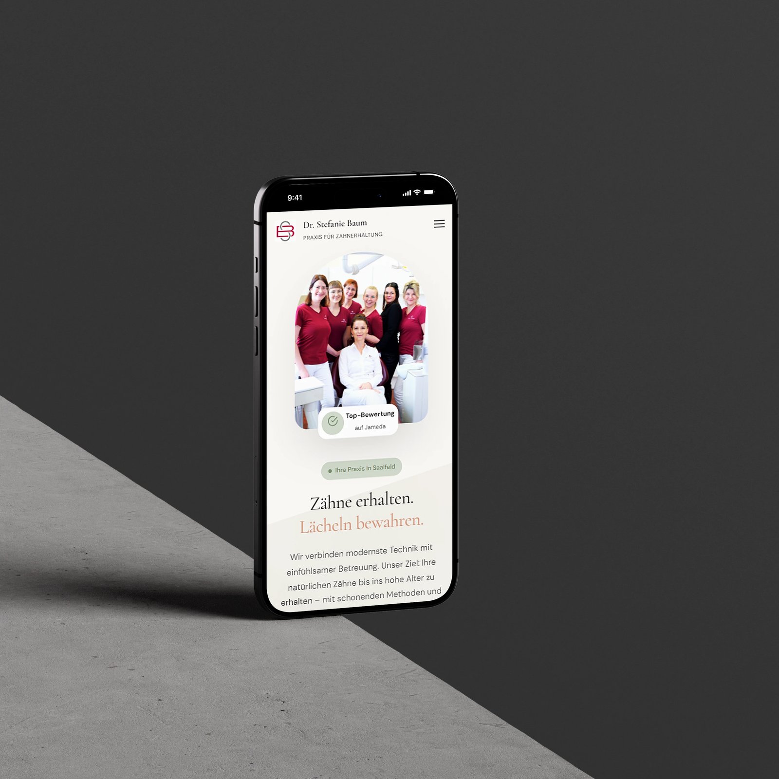 Website für Dr. Stefanie Baum, Zahnärztin